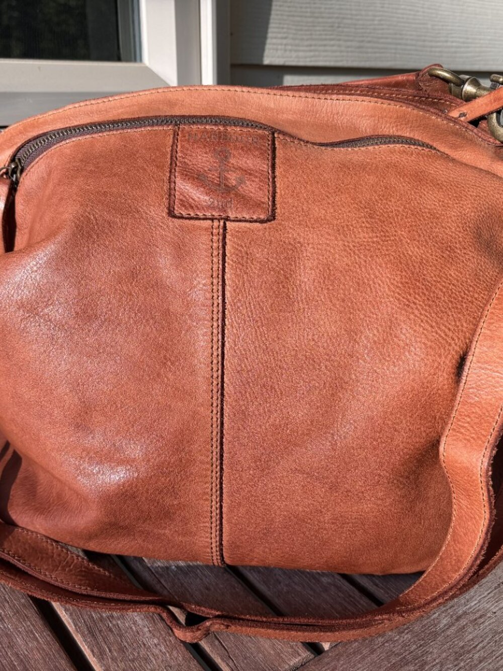 Harbour 2nd Soft Distressed Leather Slouchy Hobo Tote Bag Boho Cognac Brown - Picture 2 of 10